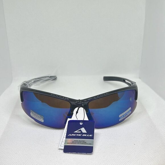 Arctic Blue Mirrored Semi Rimless Sunglasses - Picture 3 of 3